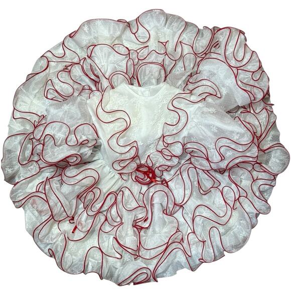 None and/or Unknown Other - Vintage Handmade Toddler Pageant Circle Dress White Ruffle Lace‎ Southern Frilly